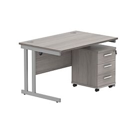 Core Twin Upright Rectangular Desk with 3 Drawer Pedestals