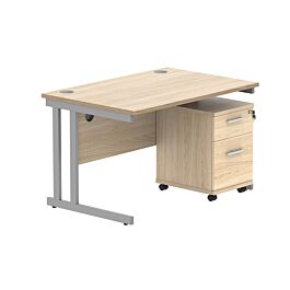 Core Twin Upright Rectangular Desk with 2 Drawer Pedestals
