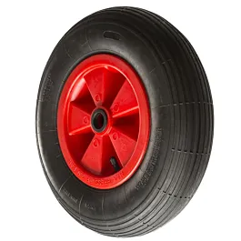 Black Pneumatic Tyred Wheels with Red Polypropylene Centre